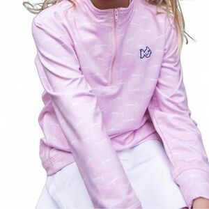 Prodoh Girls Size Small 8/10 Pro Performance 1/4 Zip Pullover Marlin Print Pink